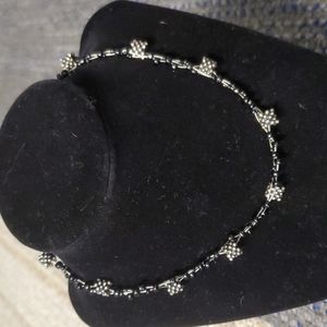 Rhea Black & Silver Beaded Choker Necklace
